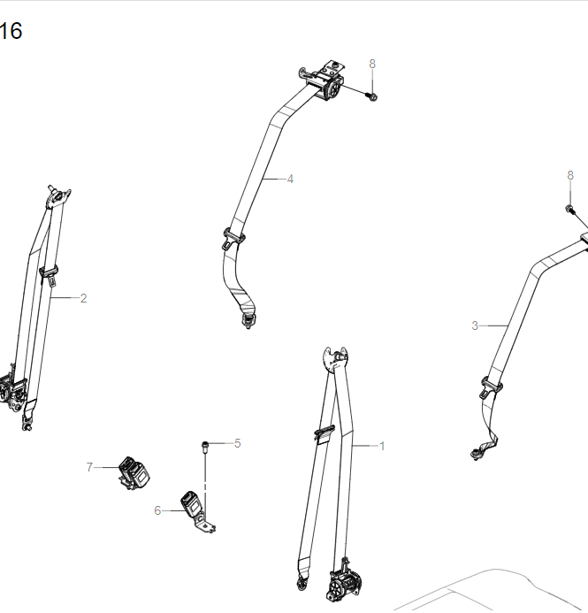 SC3E-06016 Full Vehicle Seat Belt Assembly