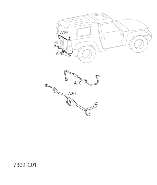Wiring harness and switch - back door7309